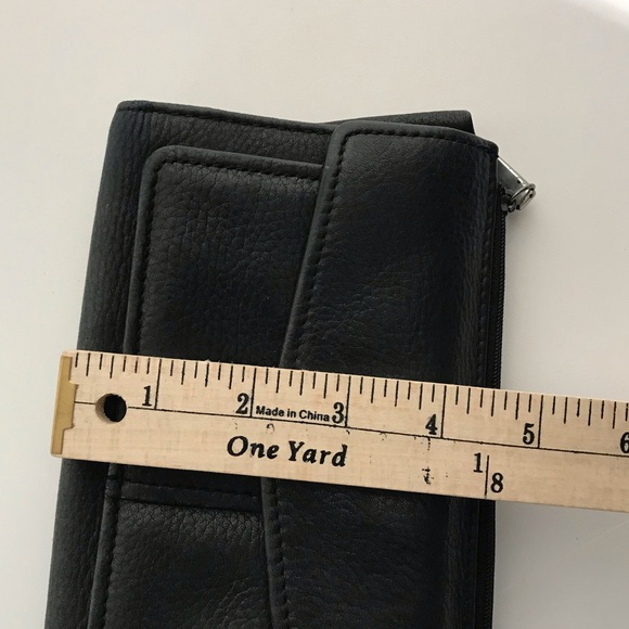 Vintage Fossil Women's Leather Wallet Black Tri Fold Flap Close Zipper Pocket - Picture 15 of 16